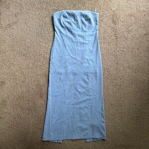 Zara Dress Womens Large Maxi Baby Blue Polyester Sleeveless Size Zip
